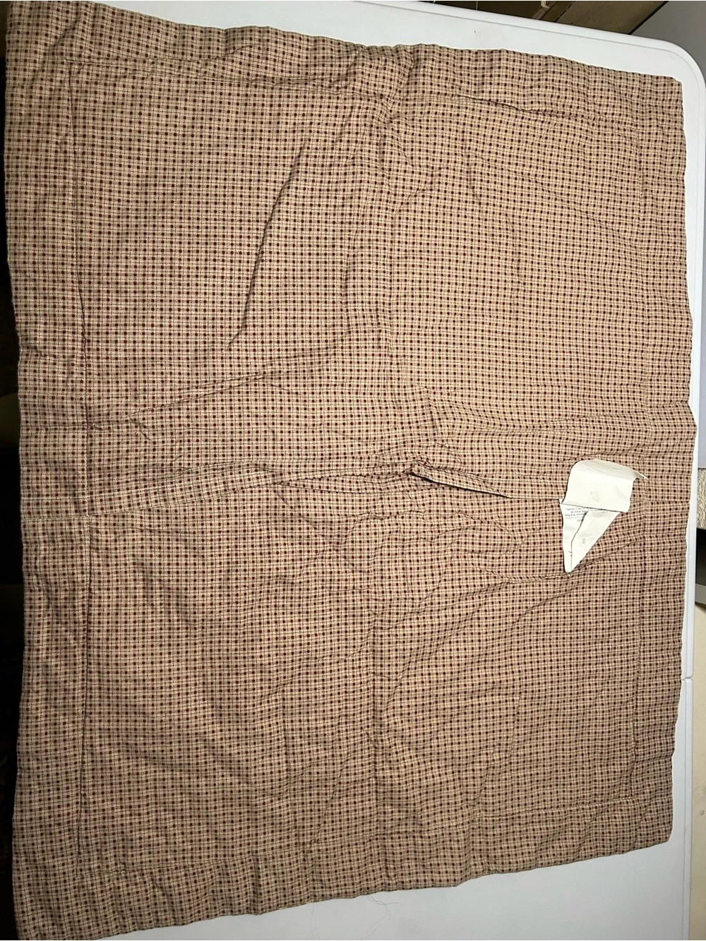 Star Patchwork Quilted Pillowcase Cream, Blue, Burgundy Country Chic Homey Cozy